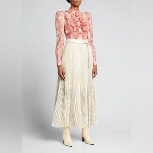 Zimmermann Burnout Sunray Pleated Long Skirt